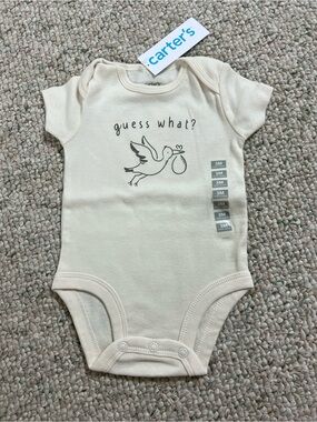Carter's Cream 'Guess What?' Baby One-Piece Bodysuit